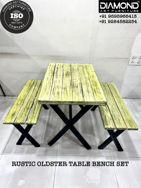 RUSTIC OLDSTER TABLE BENCH SET