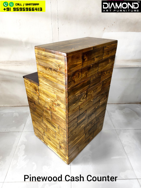 ⚡Pinewood Cash Counter with Wood grain polish