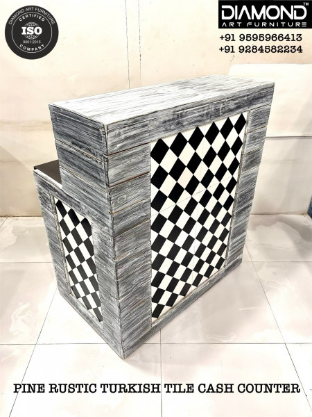 Pine rustic Turkish Moracco tile cash counter 3x2x3.5