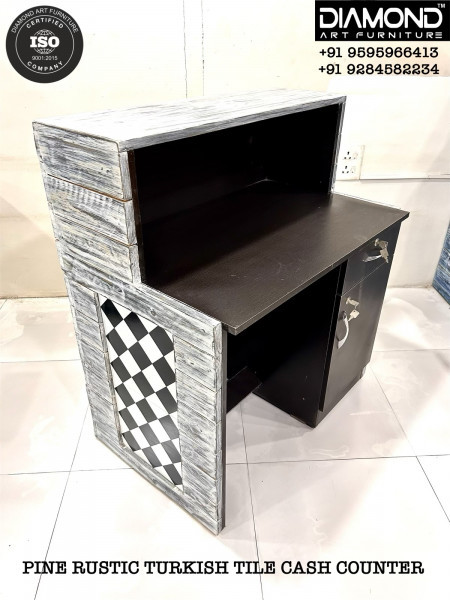 Pine rustic Turkish Moracco tile cash counter 3x2x3.5