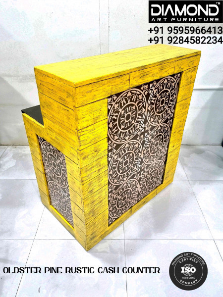 Oldster pine rustic Turkish tile cash counter 3x2x3.5