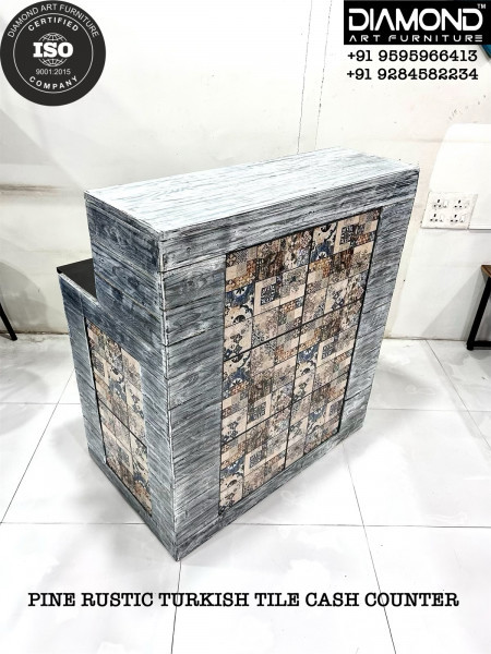 Pine rustic Turkish tile cash counter 3x2x3.5